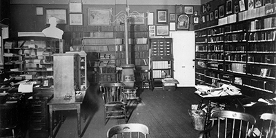 Banner Image: Office of the Catholic Historical Society in the third floor west room of the Athenaeum, c.1889-1895.