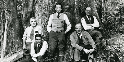 Banner Image: Athenaeum member Charles E. Peterson (1906-2004) [center] during his time with the National Park Service in California, c.1930.