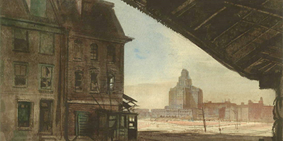 Banner Image: Society Hill / U.S. Custom House. Watercolor by Luciano Guarnieri, 1960.