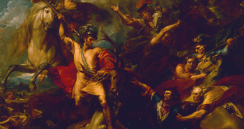 Detail from King Alexander and the Stag.  Charles Robert Leslie after Benjamin West, 1814. Located on the Grand Stair of the Athenaeum.