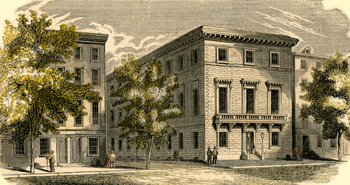 Engraving of The Athenaeum from Gleason's Pictorial Drawing Room Companion, 8/15/1854.  Hand colored at a later date.