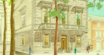 Banner Image: Detail of a watercolor of the Athenaeum by Frederick Fermor, c. 1981.